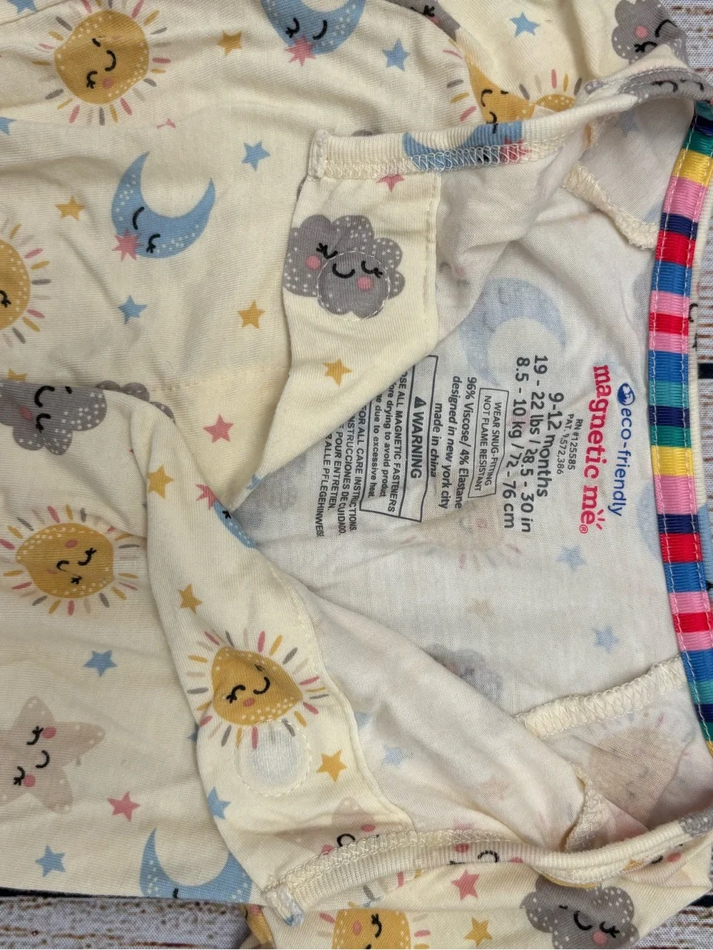 Magnetic Me Soft Cream Sun & Moon Printed Kids One-Piece Pajamas